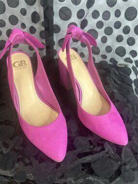 Gianni Bini Pink Bow-Tie Chunky Heel Pumps Size 8.5 Excellent Condition